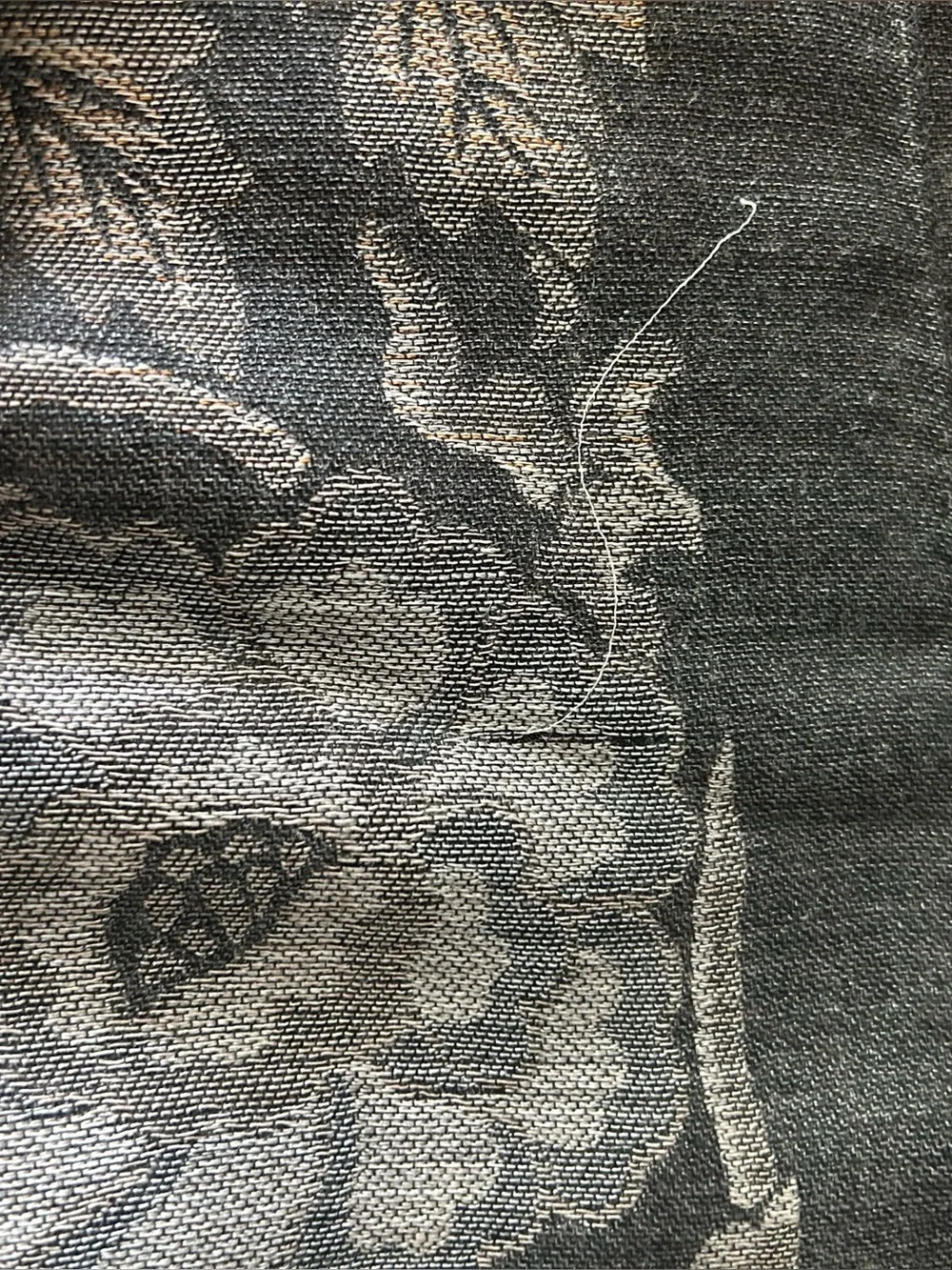 Unbranded 28”x78” 70% Wool, 30% Silk  Shawl/Scarf-Black/Gray/Brown Floral